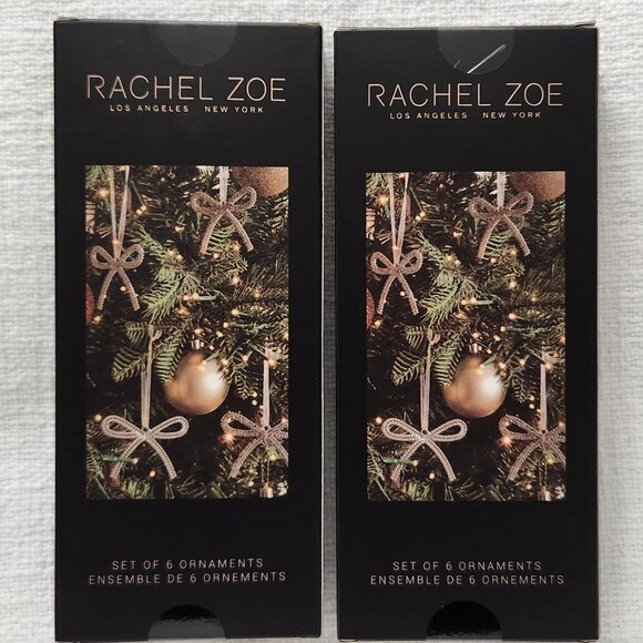 Rachel Zoe Rhinestone Metal Bow Christmas Ornaments - 2 Sets - New in Box - Picture 5 of 6
